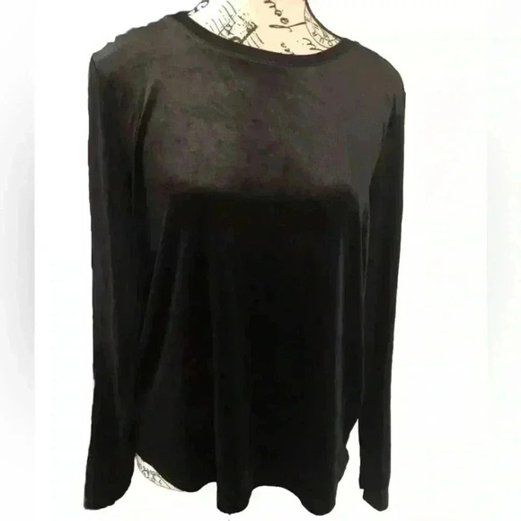 Pure Collection Ladies Soft Black Velveteen Wool Blend Sleeves Blouse size 8/10 - Picture 1 of 4